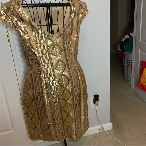 Adrianna Papell Gold Sequin Dress - Picture 2 of 9